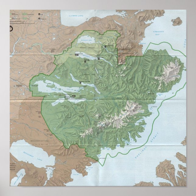 Póster Mapa de la reserva nacional de Katmai (Frente)