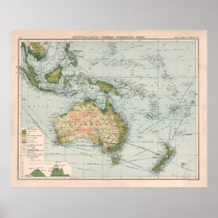Póster Mapa de la ruta de navegación comercial de la anti