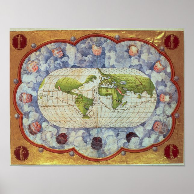 Póster Mapa de la ruta mundial de Magellan (Frente)