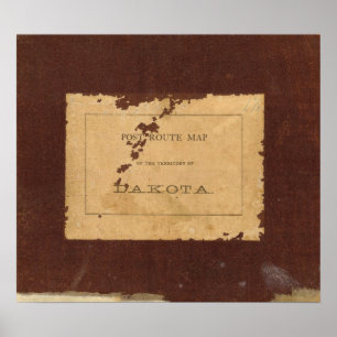 Póster Mapa de la ruta postal del Territorio de Dakota