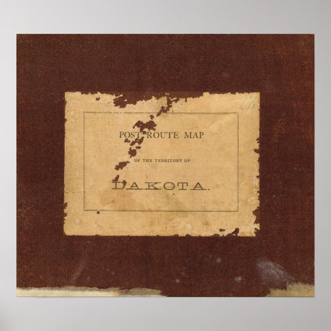 Póster Mapa de la ruta postal del Territorio de Dakota (Frente)