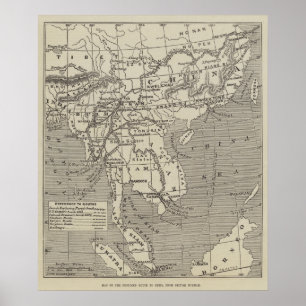 Póster Mapa de la ruta propuesta a China de Birmania