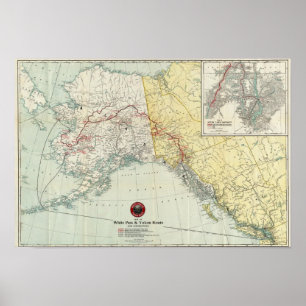 Póster Mapa De La Ruta Y Conexiones De Paso Blanco Y Yukó