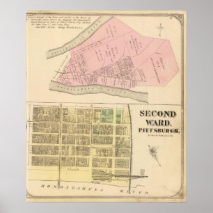 Póster Mapa de la Sala 2 de Pittsburgh, Pennsyvania 1784