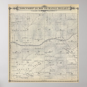 Póster Mapa de la sección de T20S R28E el condado de