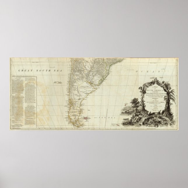 Póster Mapa de la sección sur de Sudamérica (Frente)