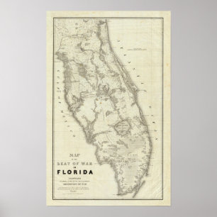 Póster Mapa De La Sede De La Guerra En Florida