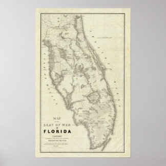Póster Mapa De La Sede De La Guerra En Florida