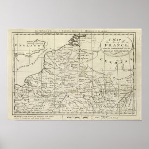 Póster Mapa de la sede de la guerra en Francia