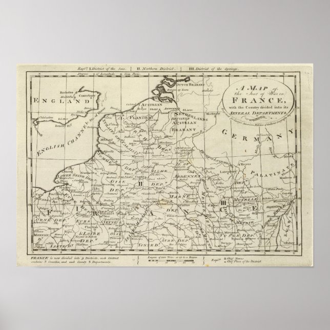 Póster Mapa de la sede de la guerra en Francia (Frente)