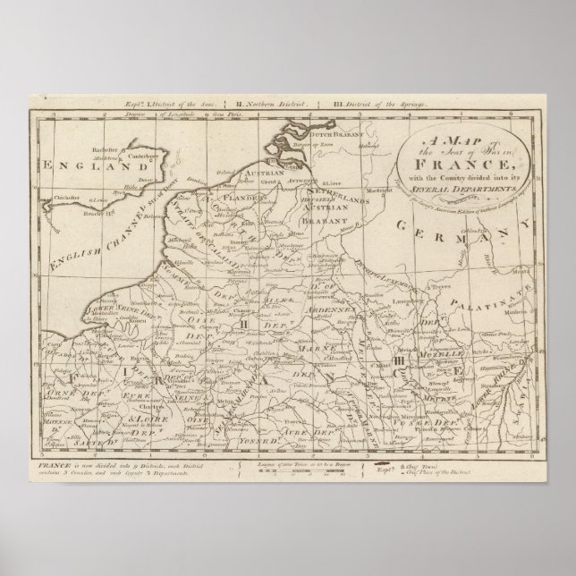 Póster Mapa de la sede de la guerra en Francia 2 (Frente)