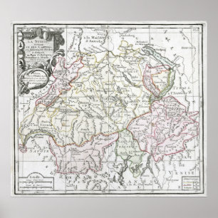 Póster Mapa de La Suisse de 1764