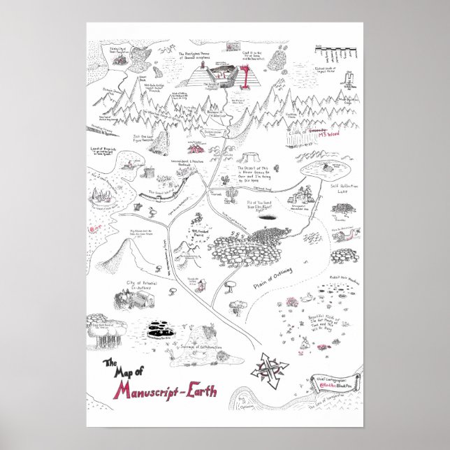 Póster Mapa de la Tierra de manuscritos (Frente)