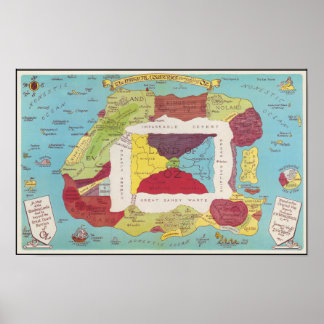 Póster Mapa de la tierra de Oz
