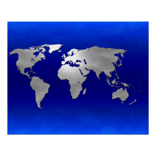 Póster Mapa de la Tierra Metálica