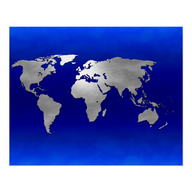 Póster Mapa de la Tierra Metálica (Anverso)