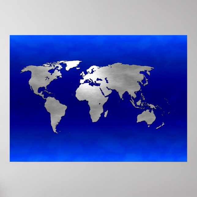 Póster Mapa de la Tierra Metálica (Frente)