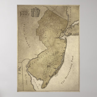 Póster Mapa de la tierra mítica de Nueva Jersey