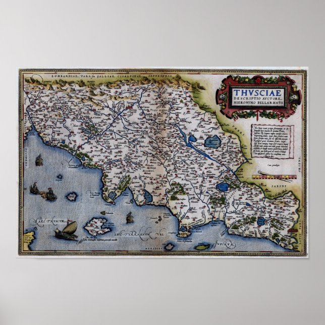 Póster Mapa De La Toscana Del Siglo Xvi (Frente)