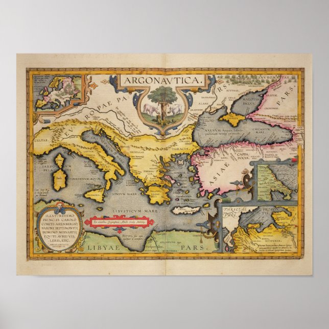 Póster Mapa de la travesía de los Argonautas (Frente)