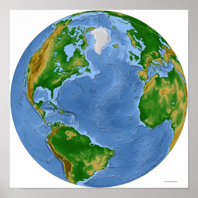 Póster Mapa de la vegetación del Atlántico Norte (Frente)