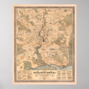Póster Mapa de la vieja Elizabeth NJ (1879)