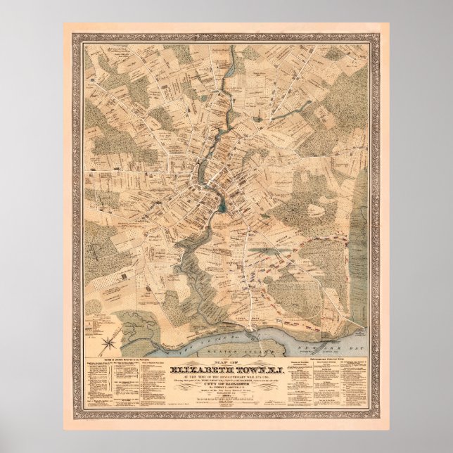 Póster Mapa de la vieja Elizabeth NJ (1879) (Frente)