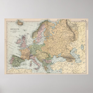 Póster Mapa de la vieja Europa