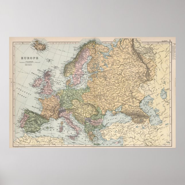 Póster Mapa de la vieja Europa (Frente)