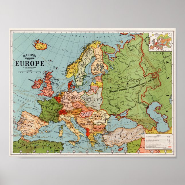 Póster Mapa de la vieja Europa (Frente)