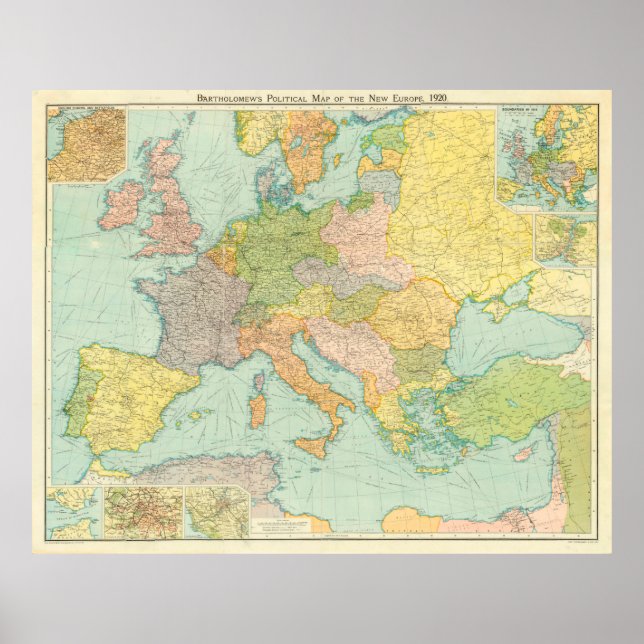 Póster Mapa de la vieja Europa (1920) (Frente)