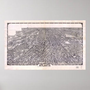 Póster Mapa de la visión aérea de Atlanta Georgia (1919