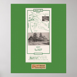 Póster Mapa de la zona de Tahoe, Al Tahoe, 1914