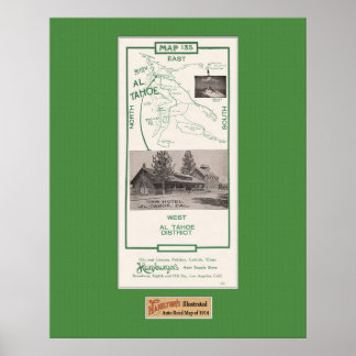 Póster Mapa de la zona de Tahoe, Al Tahoe, 1914