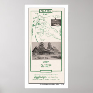 Póster Mapa de la zona de Tahoe en 1914