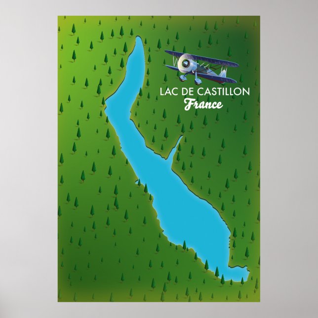 Póster Mapa de Lac de Castillon France (Frente)