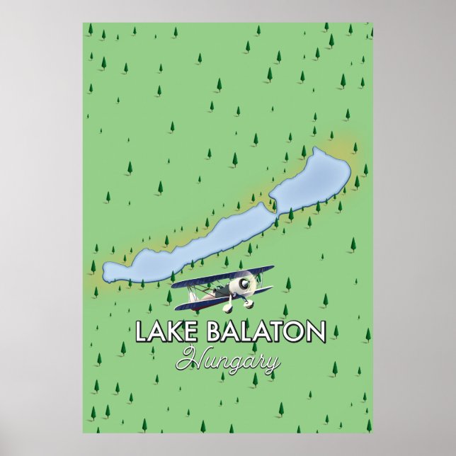 Póster Mapa de Lago Balaton Hungría (Frente)