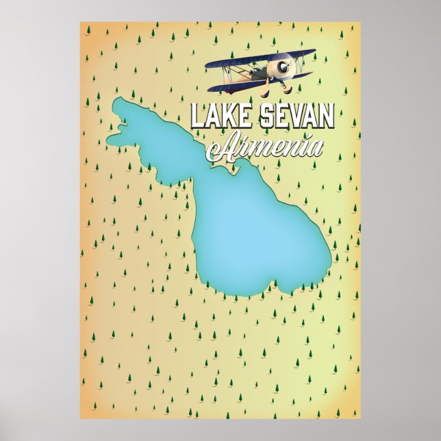 Póster Mapa de Lago Sevan Armenia (Frente)