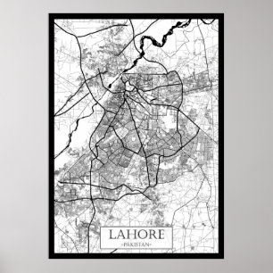 Póster Mapa de Lahore Pakistán