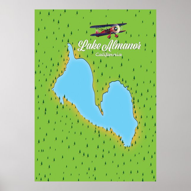 Póster Mapa de Lake Almanor California USA (Frente)