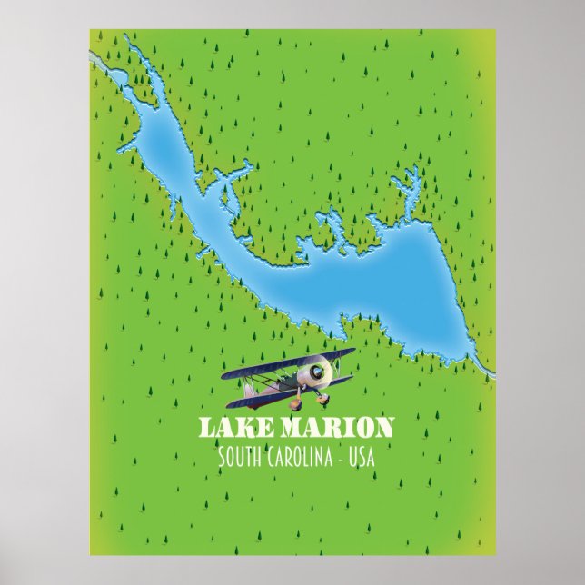 Póster Mapa de Lake marion South Carolina (Frente)