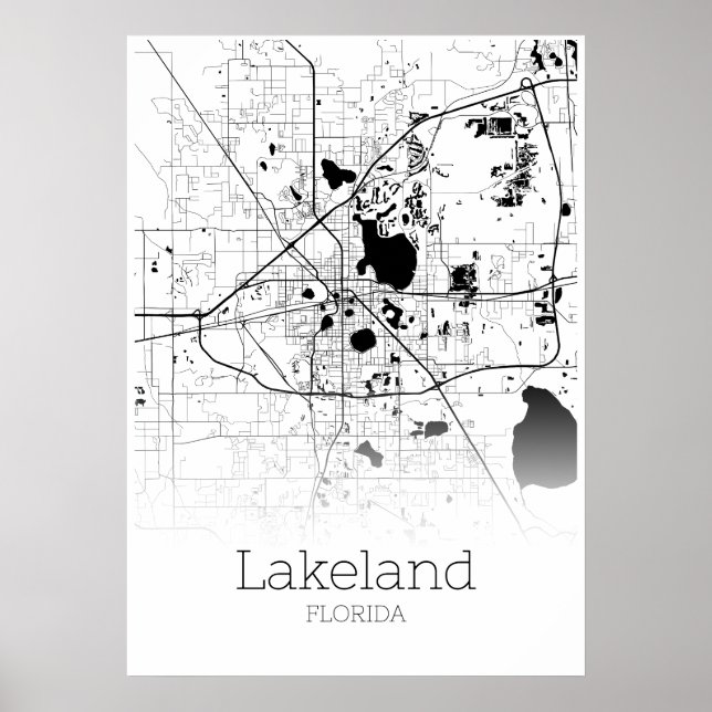 Póster Mapa de Lakeland - Florida - Poster de Mapa de la  (Frente)