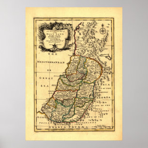 Póster Mapa de las 12 tribus del antiguo Israel (1752)