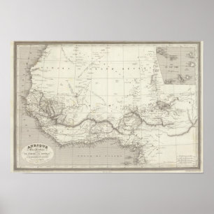 Póster Mapa de las Áfricas occidentales