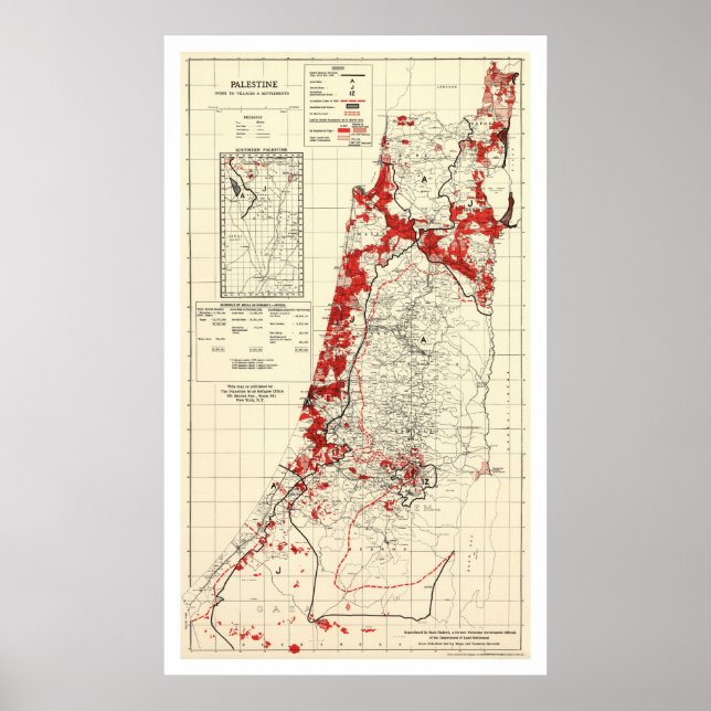Póster Mapa de las aldeas palestinas de 1949 (Frente)