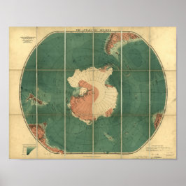 Póster Mapa de las Antigüedades de las Regiones Antártica