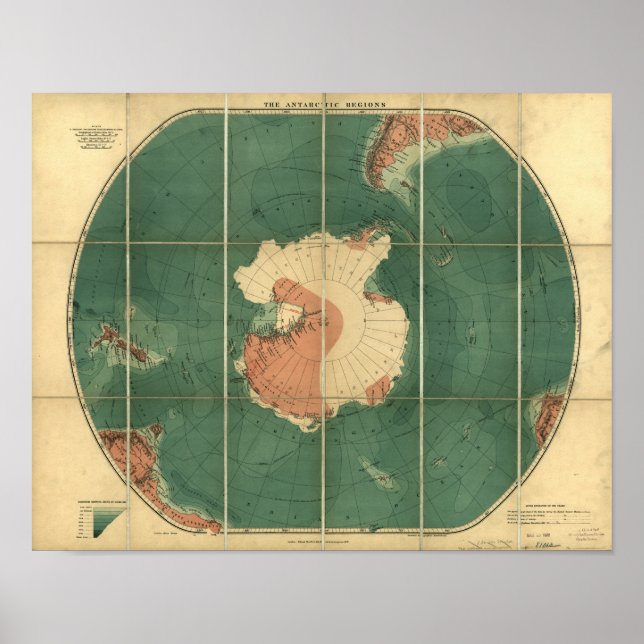 Póster Mapa de las Antigüedades de las Regiones Antártica (Frente)