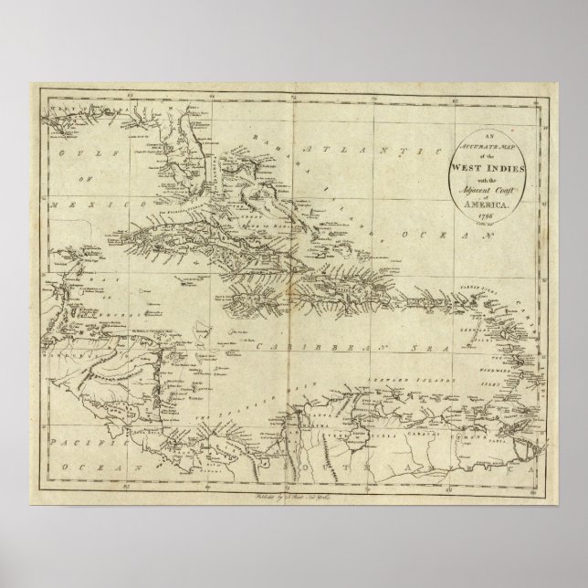 Póster Mapa de las Antillas (Frente)