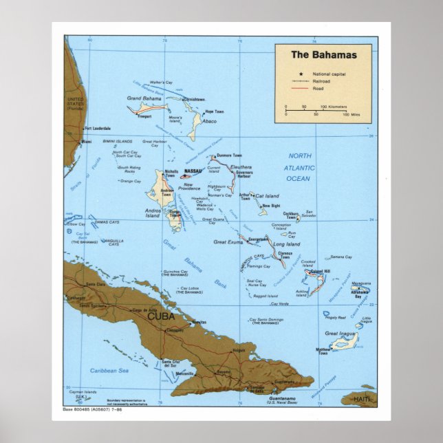 Póster Mapa de las Bahamas (1986) (Frente)