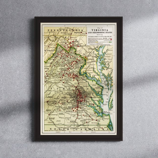 Póster Mapa de las batallas de Virginia durante la guerra (Subido por el creador)